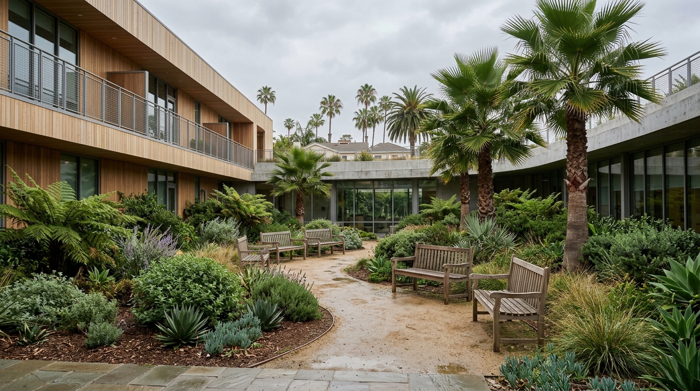 Le calme d'un centre de réhabilitation à Santa Monica, en Californie, où le drame s'est joué