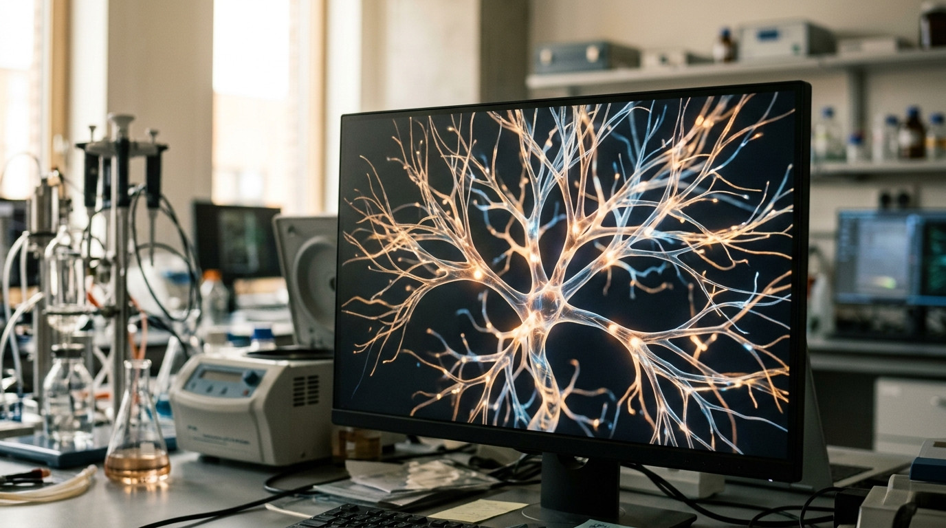 Visualisation 3D de fibres nerveuses ramifiées en laboratoire