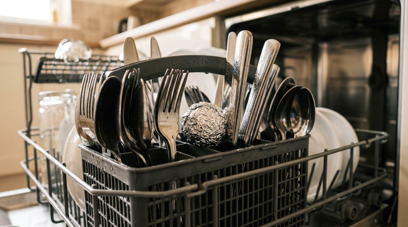 Panier à couverts de lave-vaisselle avec boule d'aluminium