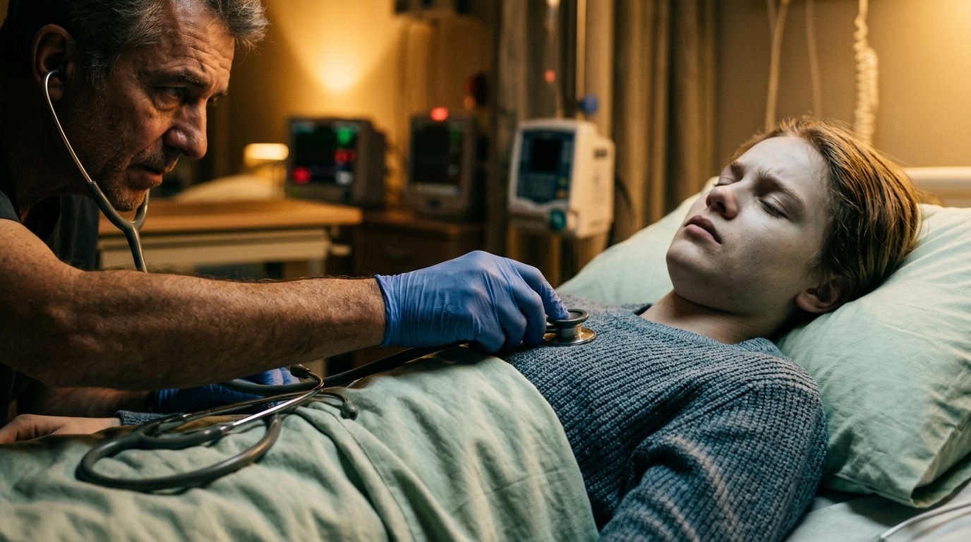 Médecin auscultant une personne immobile avec un stéthoscope
