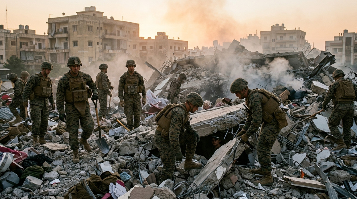 Décombres du quartier général des Marines à Beyrouth
