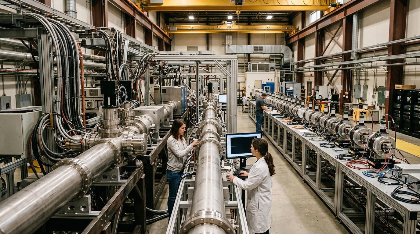 Installation laser et détecteurs dans un laboratoire de physique