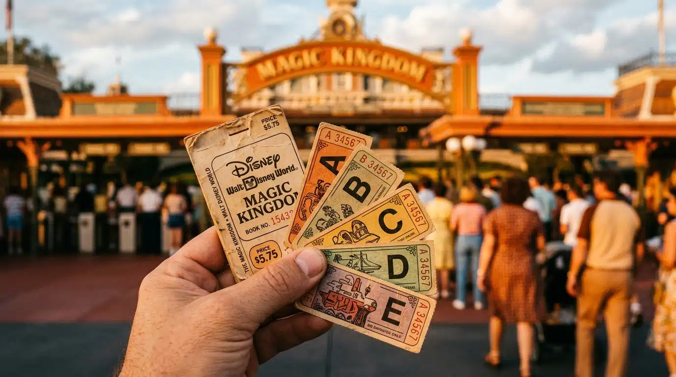 Carnet de tickets vintage de Disney World années 70