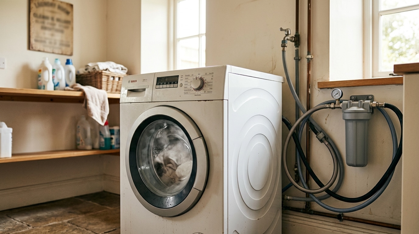 Lave-linge relié à un système de filtration domestique