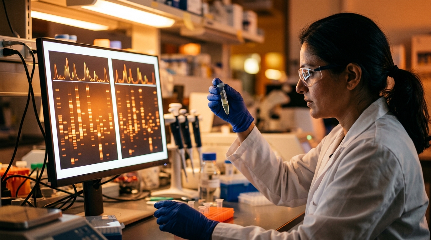 Scientifique analysant un échantillon ADN en laboratoire