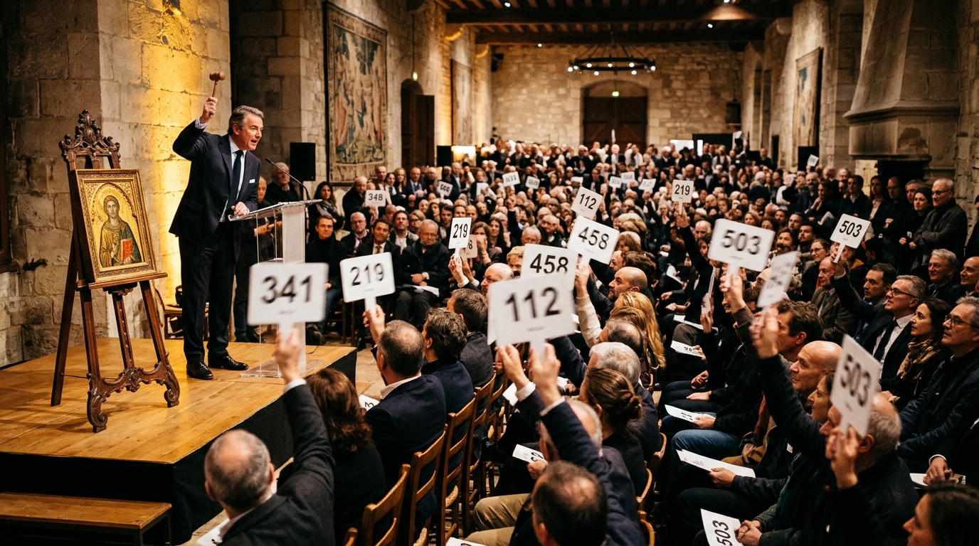 Salle des ventes de Senlis lors de l'adjudication du Cimabue