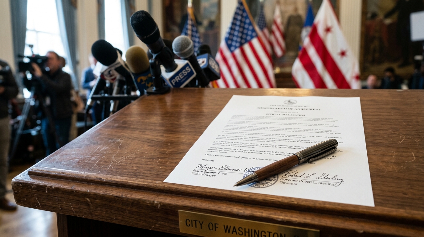 Stylo posé sur un document signé sur un pupitre