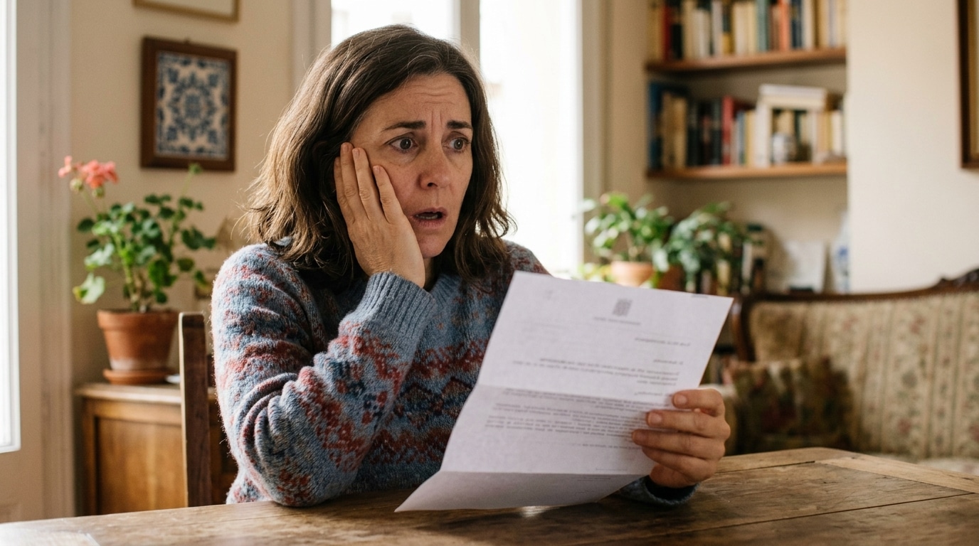 Femme d'une cinquantaine d'années choquée par un courrier