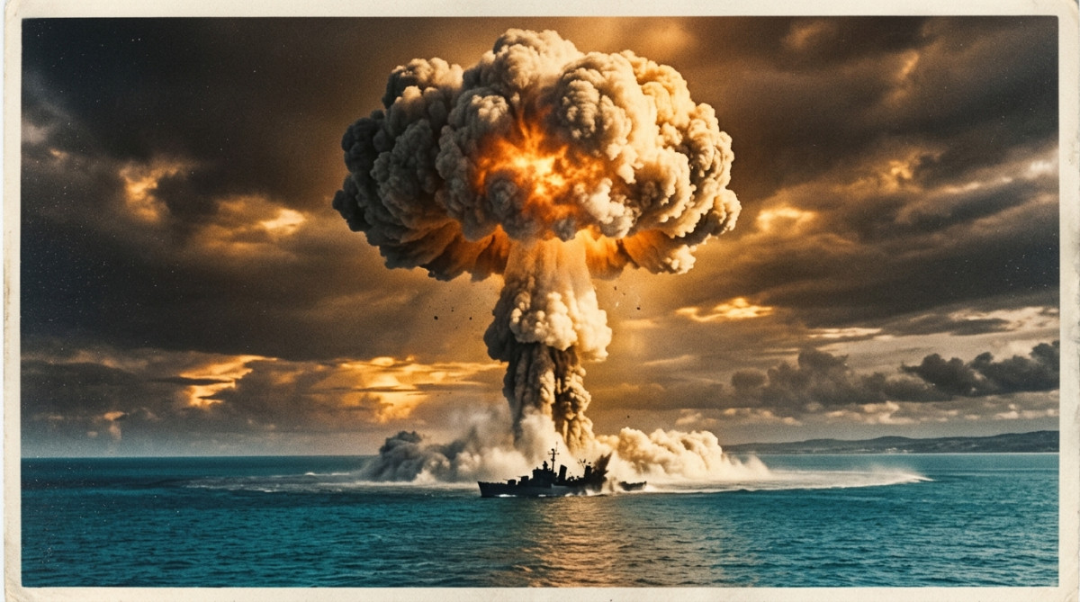 Explosion atomique britannique au large de l'Australie en 1952