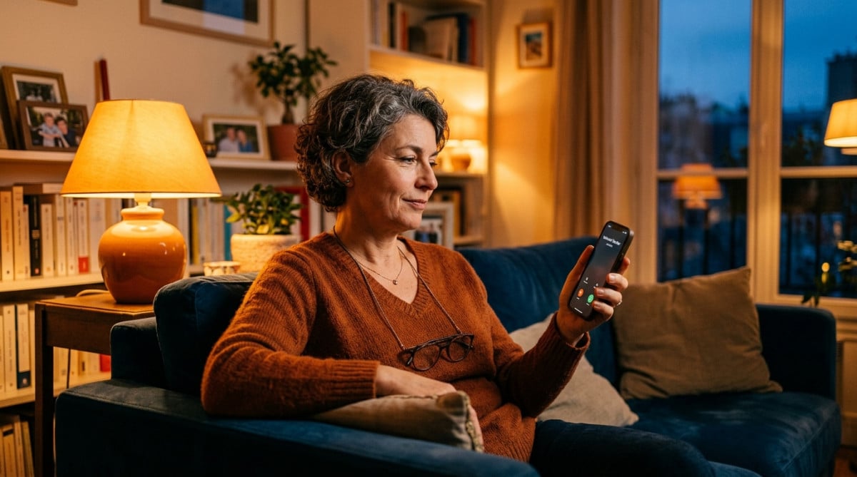Femme agacée par un appel inconnu sur son téléphone