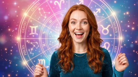 Femme contemplant la lune et les étoiles sous un ciel doré pour l'horoscope du 9 octobre 2026
