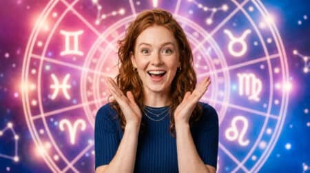 Femme contemplant un ciel étoilé doré en automne pour l'horoscope du 7 octobre 2026