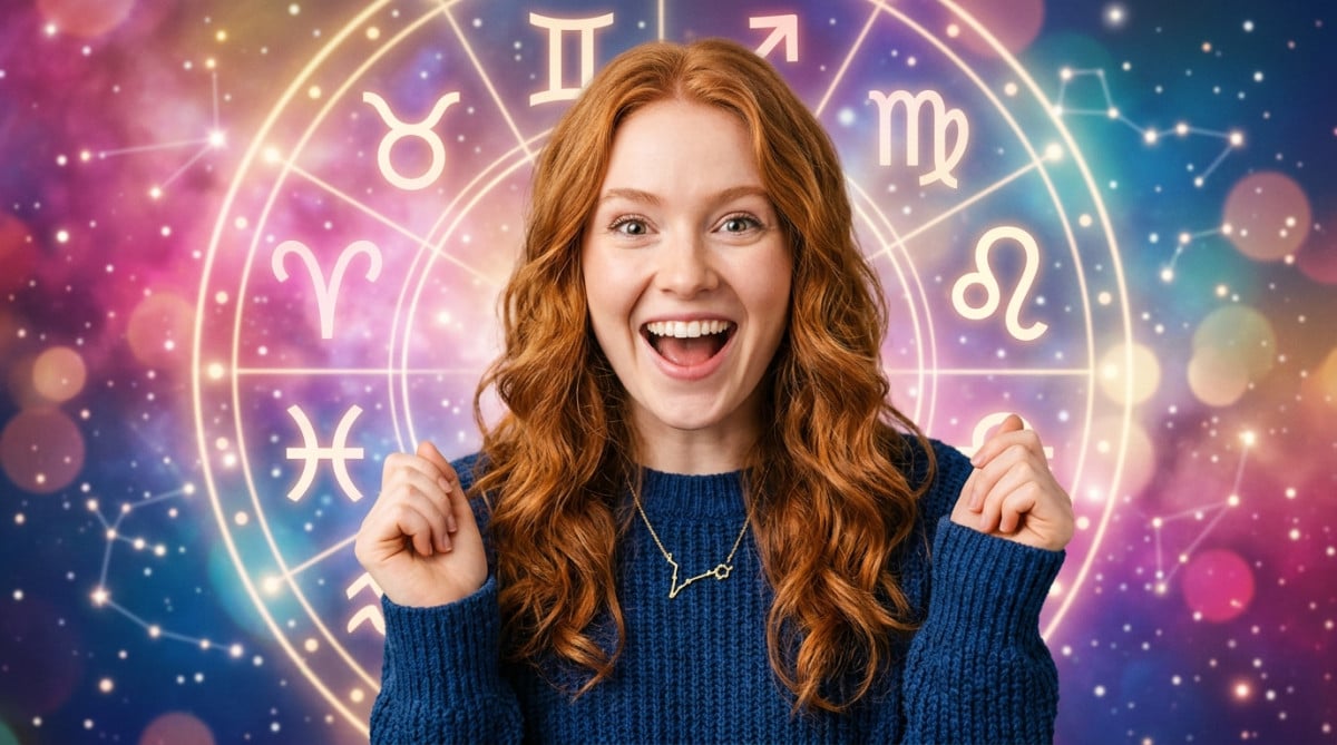 Femme contemplant un ciel étoilé doré pour l'horoscope du dimanche 4 octobre 2026