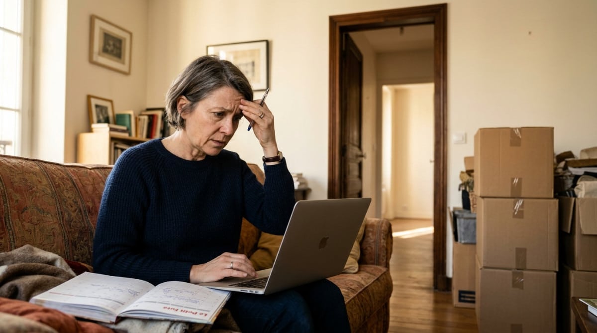 Femme inquiète attendant un colis en retard