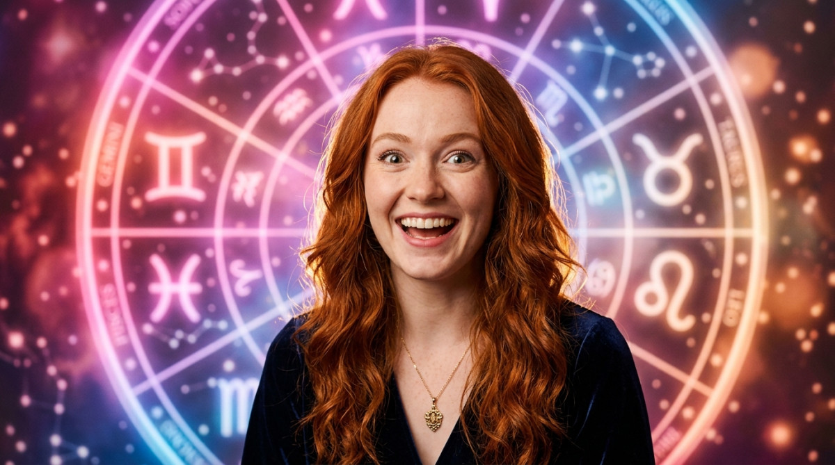 Femme rayonnante les bras ouverts face à un ciel étoilé doré pour l'horoscope du samedi 17 octobre 2026