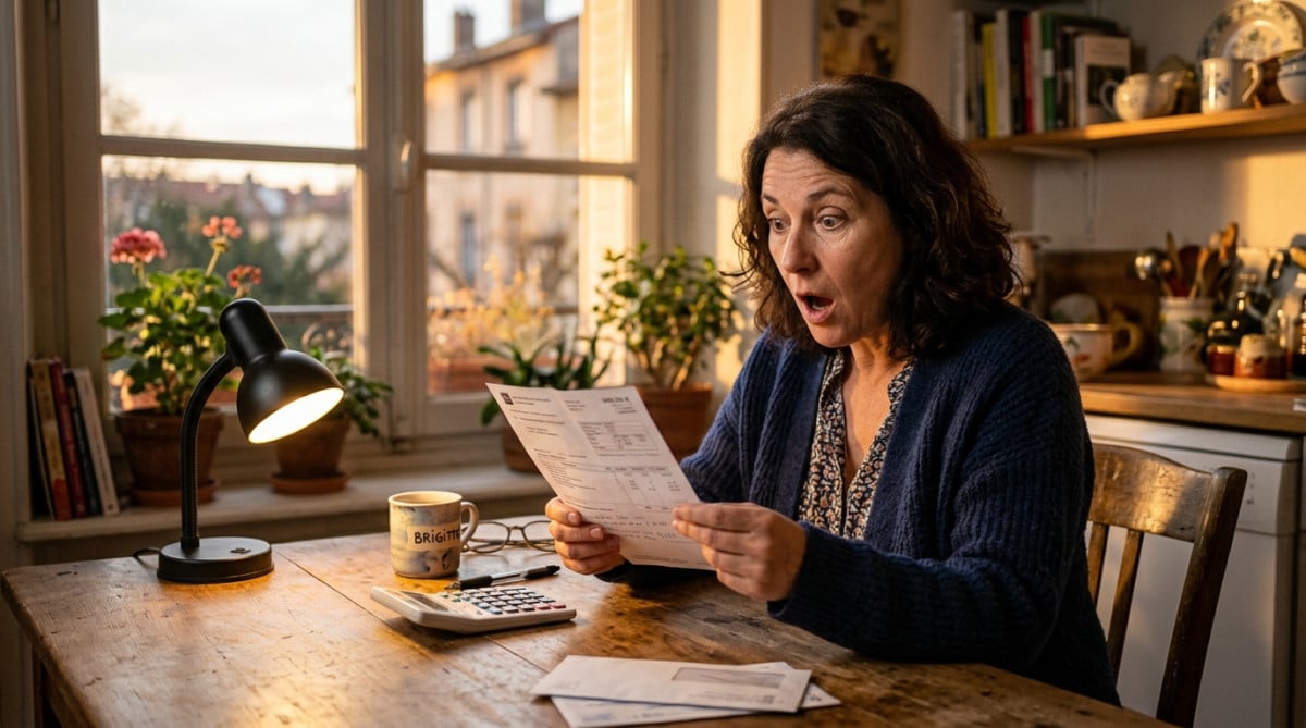 Femme surprise devant sa facture d'électricité