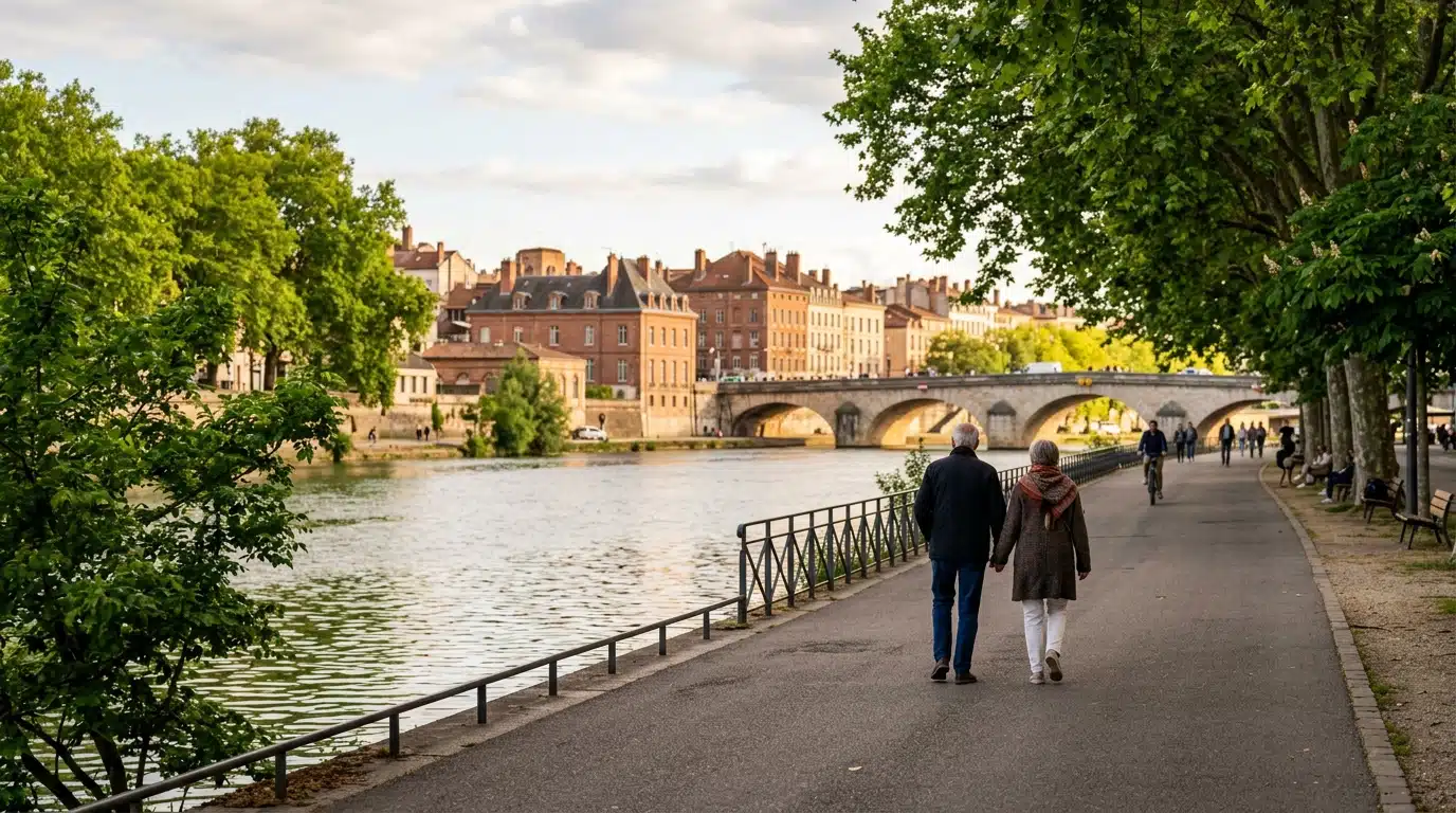 Sentier de promenade verdoyant en bord de rivière