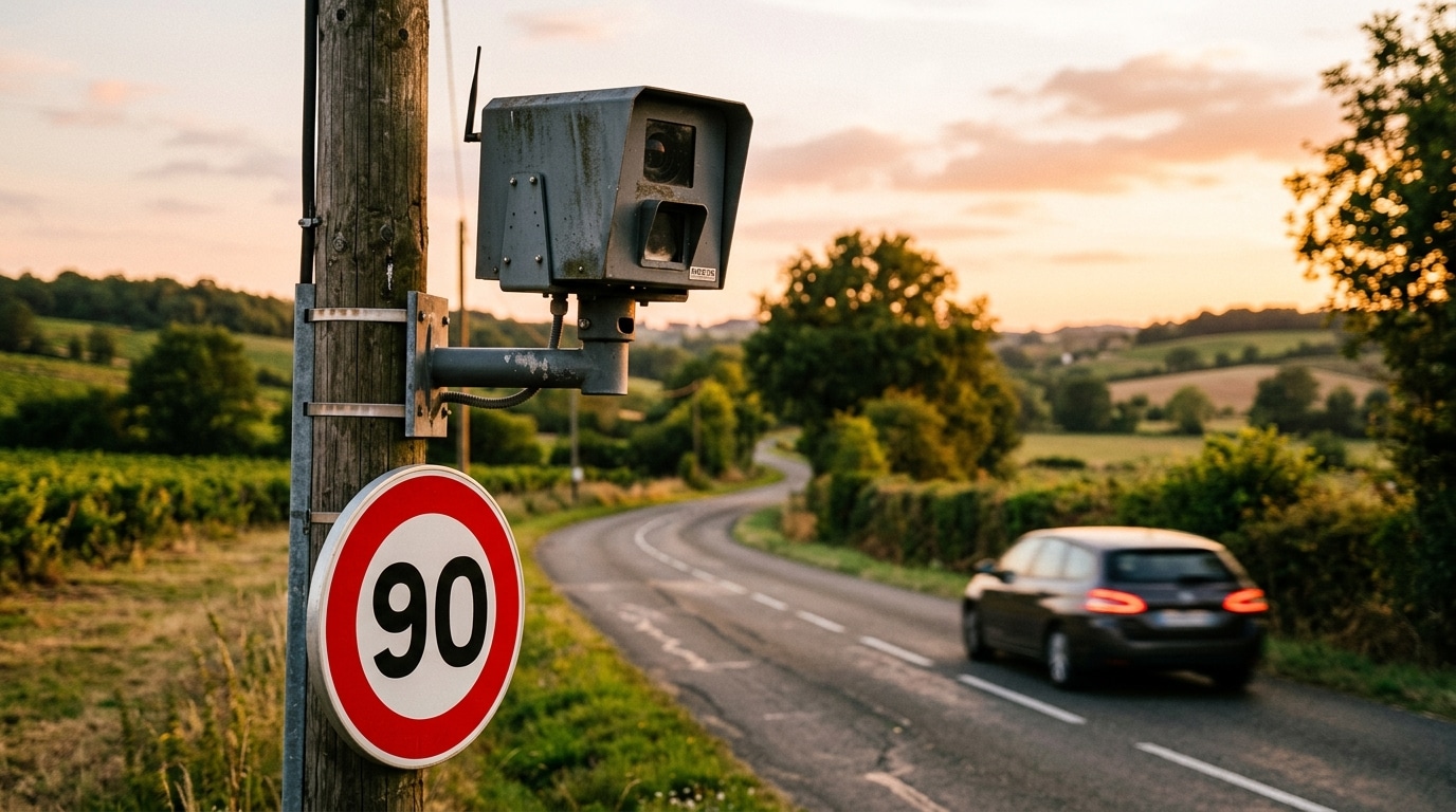 Radar automatique au bord d'une route limitée à 90 km/h