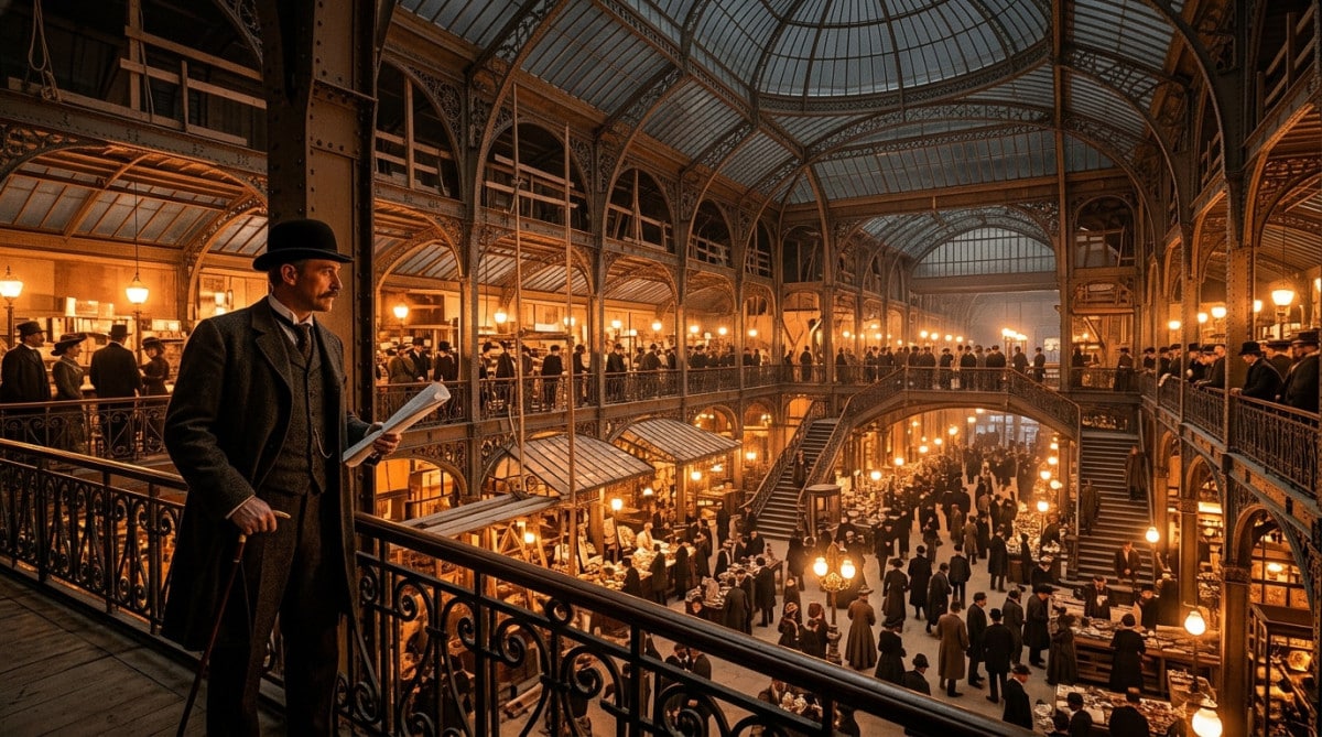 Hall métallique éclairé à l'électricité en 1883