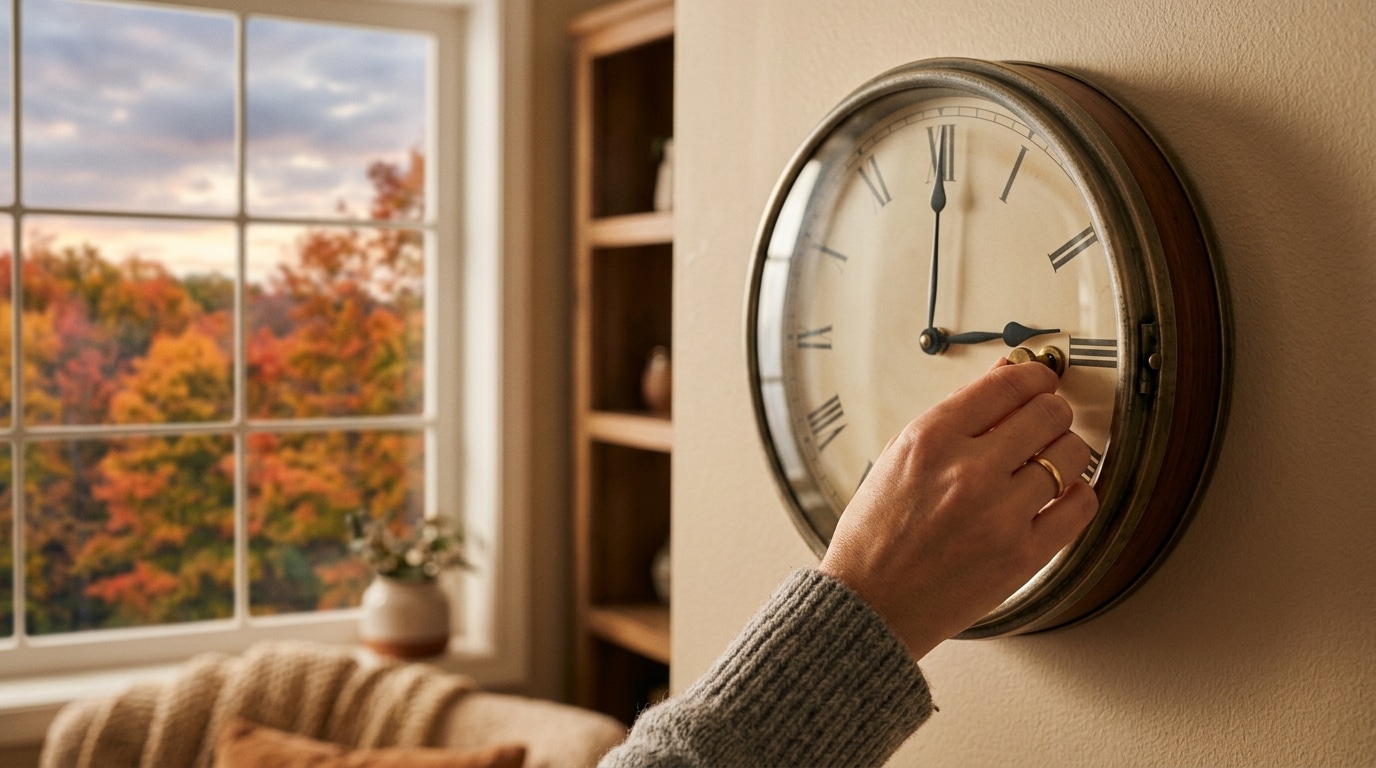 Horloge murale ancienne réglée à la main en automne