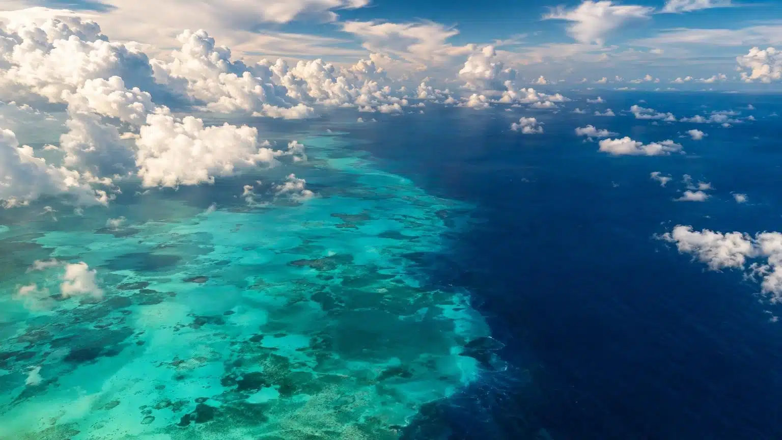 Vue aérienne d'un océan aux eaux chaudes et froides
