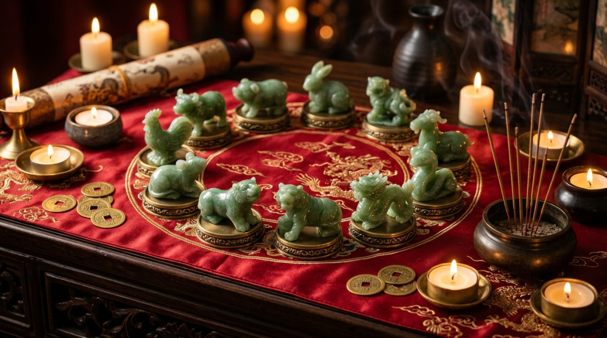Homme rieur tenant une roue du zodiaque chinois dans un salon chaleureux pour l'horoscope chinois du jour