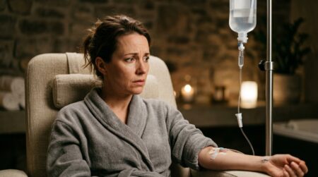 Personne inquiète dans une salle de soins de spa