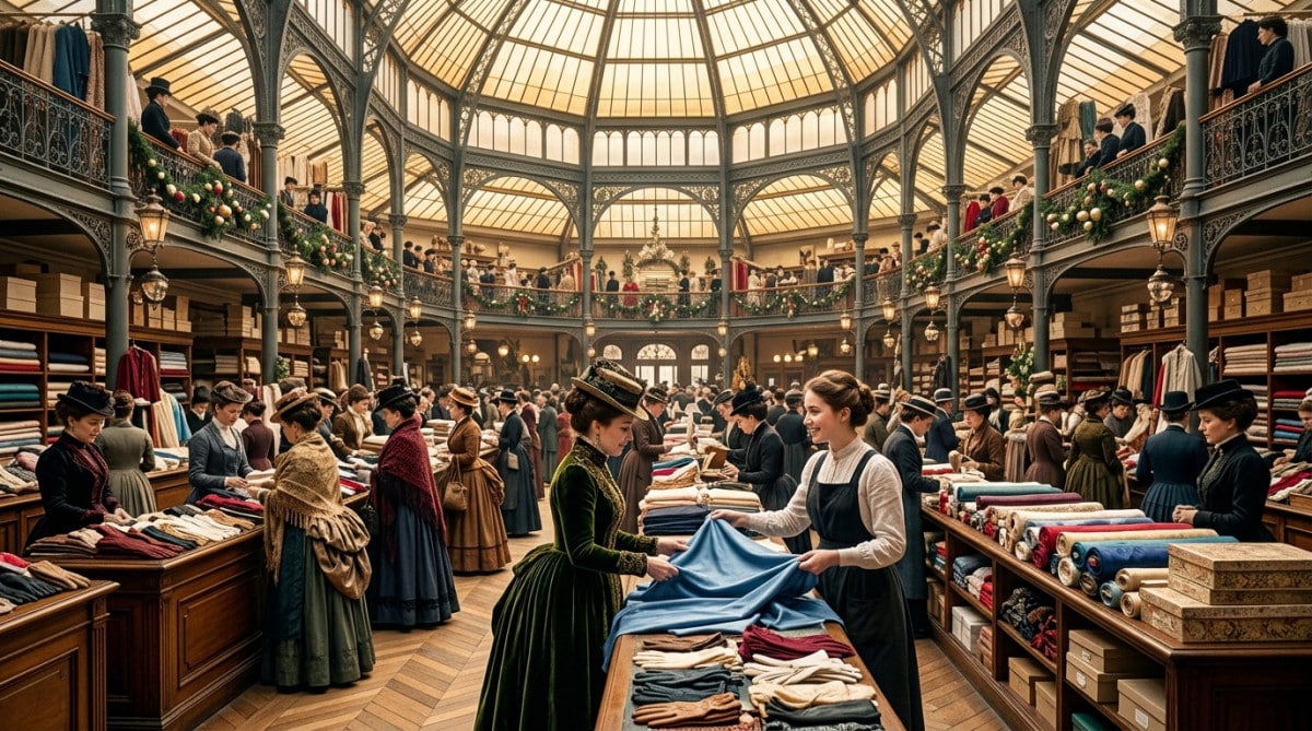 Intérieur d'un grand magasin parisien au XIXe siècle