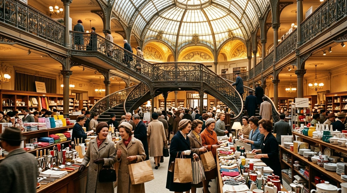 Intérieur d'un grand magasin parisien dans les années 1960