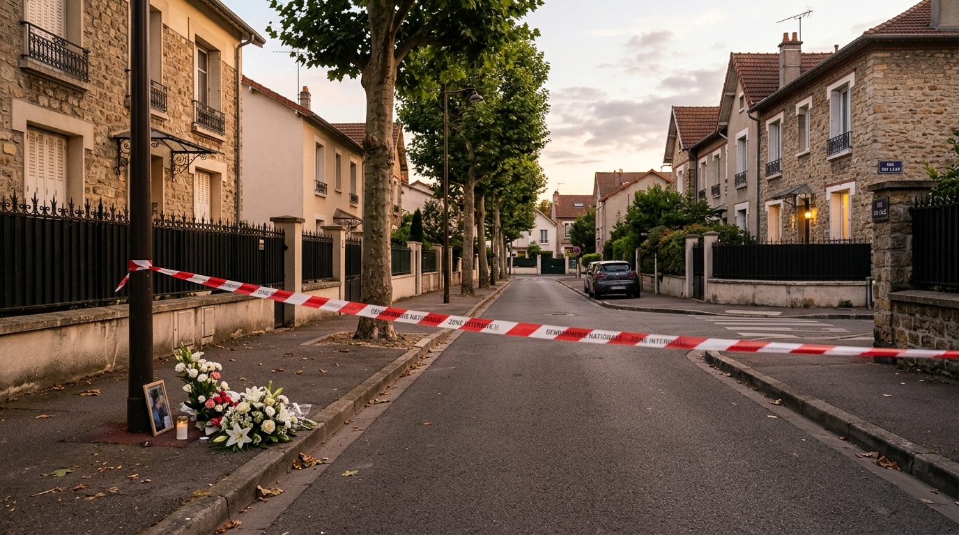 Rue de banlieue bouclée par un ruban de police
