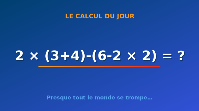 Le calcul du jour : 2 × (3+4)-(6-2 × 2) — jeudi 1 octobre 2026