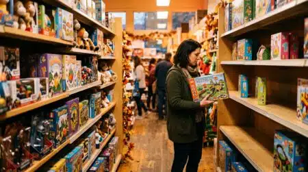 Rayon de jouets à moitié vide avant Noël