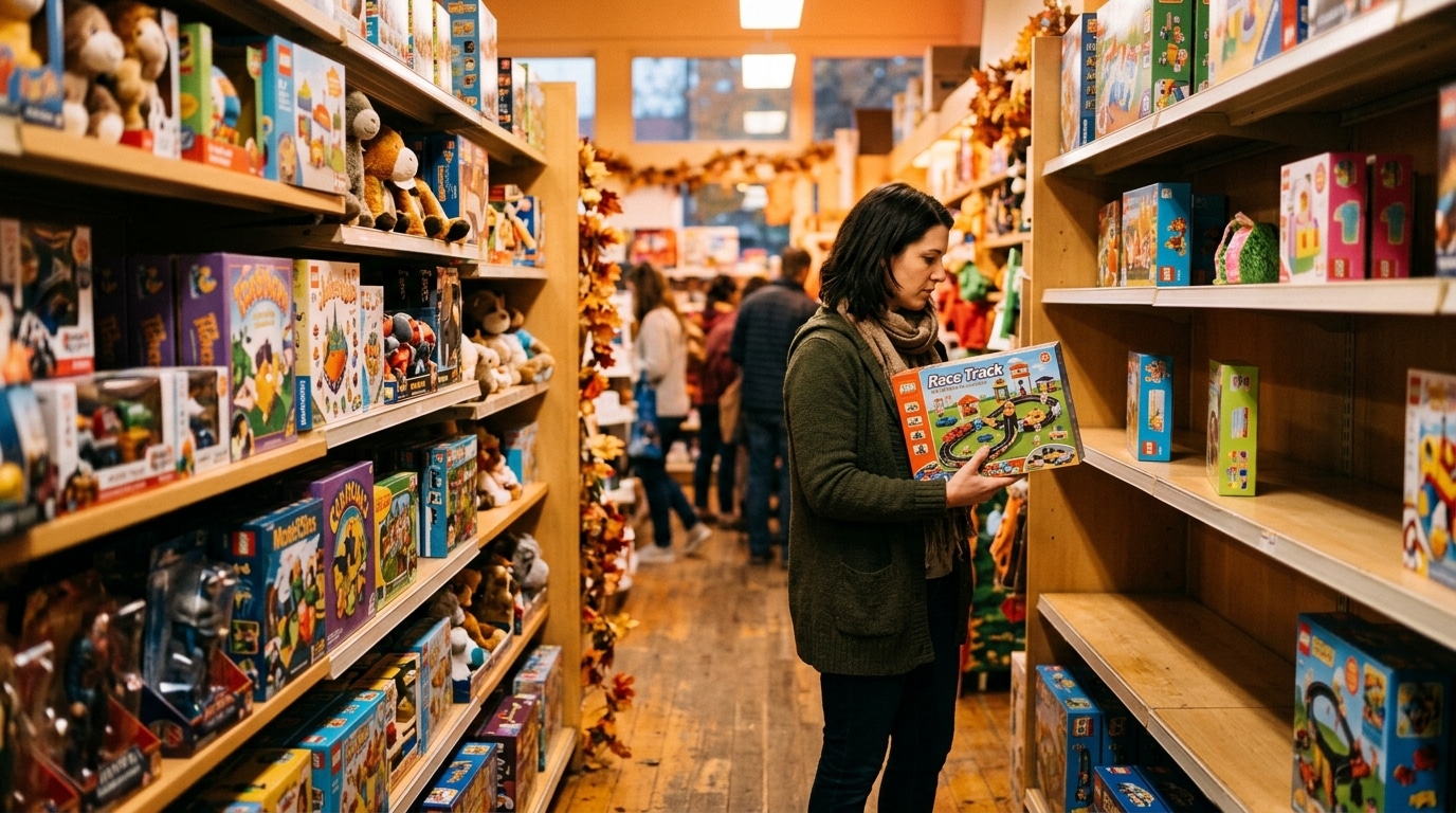 Rayon de jouets à moitié vide avant Noël