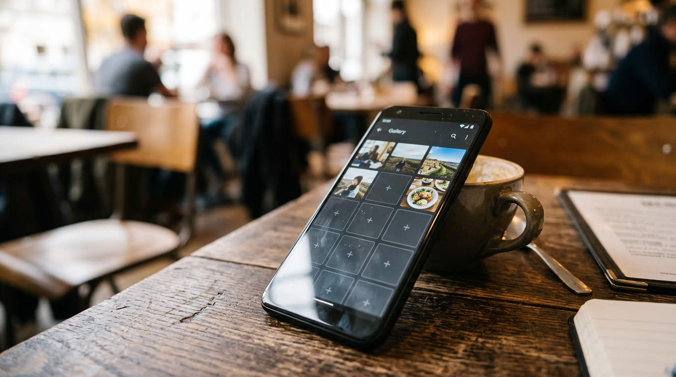 Téléphone affichant un profil Instagram presque vide après la suppression de photos
