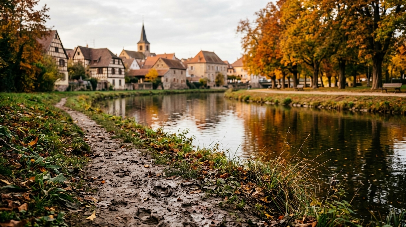 Berge boueuse d'une rivière en automne près d'un parc