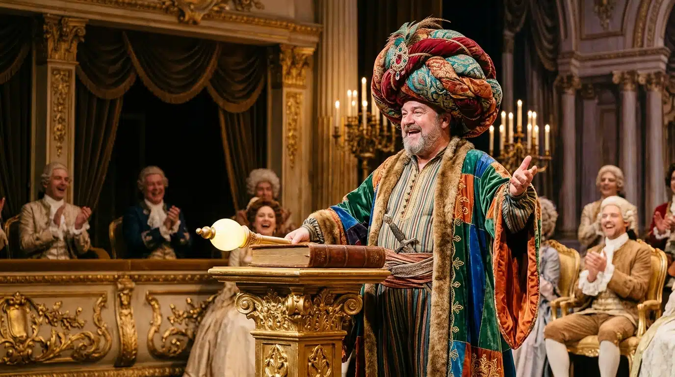Cérémonie turque burlesque sur une scène baroque