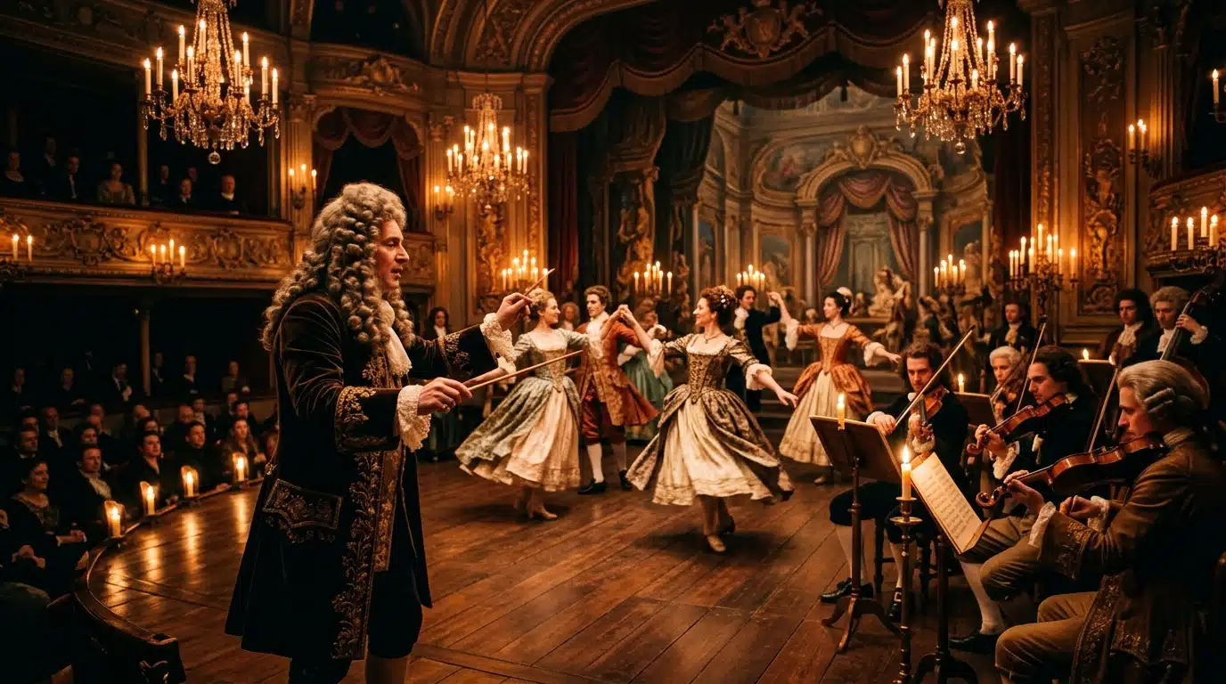 Musiciens et danseurs d'un ballet de cour au XVIIe siècle