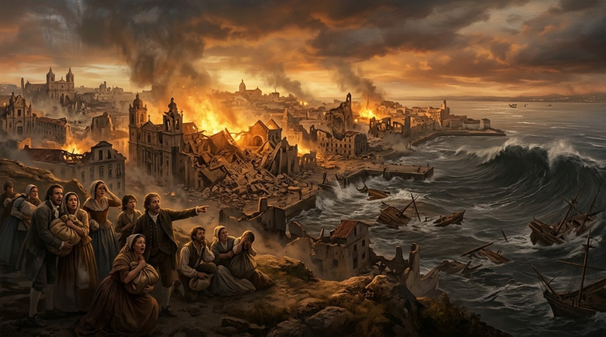 Lisbonne en ruines après le séisme de 1755