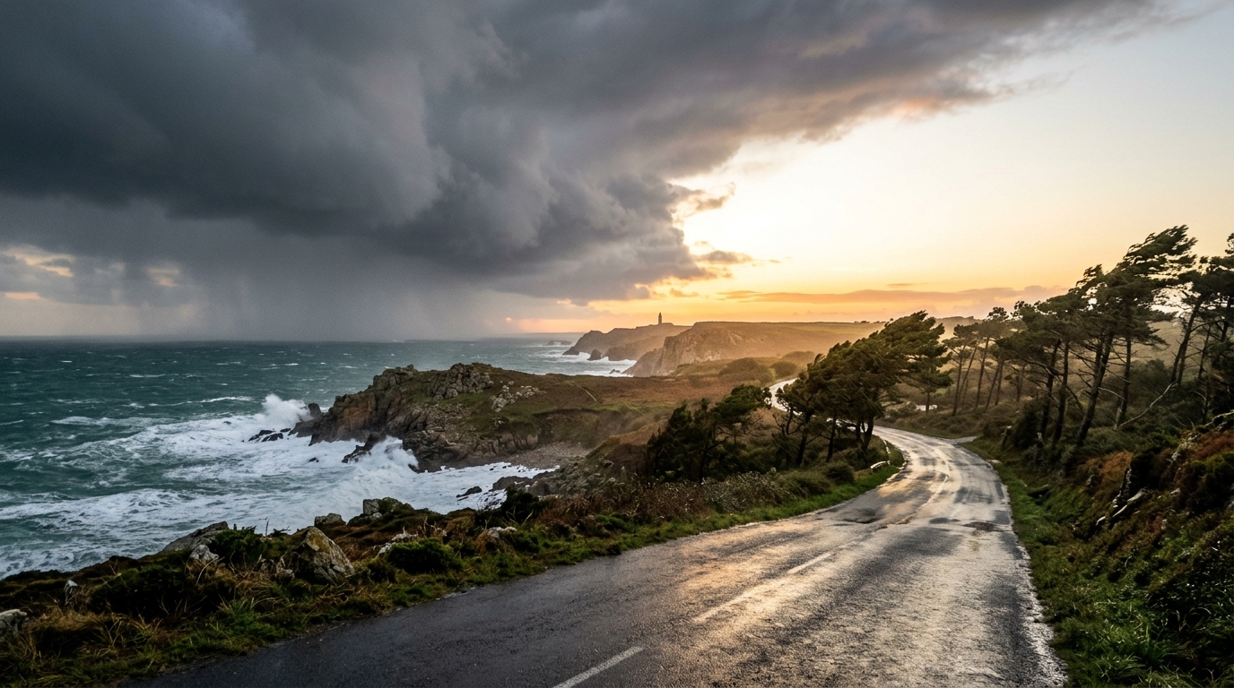 Côte atlantique entre nuages de tempête et ciel dégagé