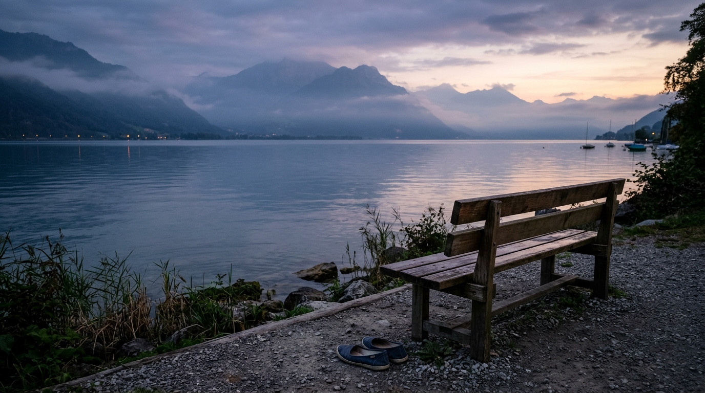 Un banc au bord du lac Léman, lieu de souvenirs évoqué par Corinna dans le documentaire Netflix