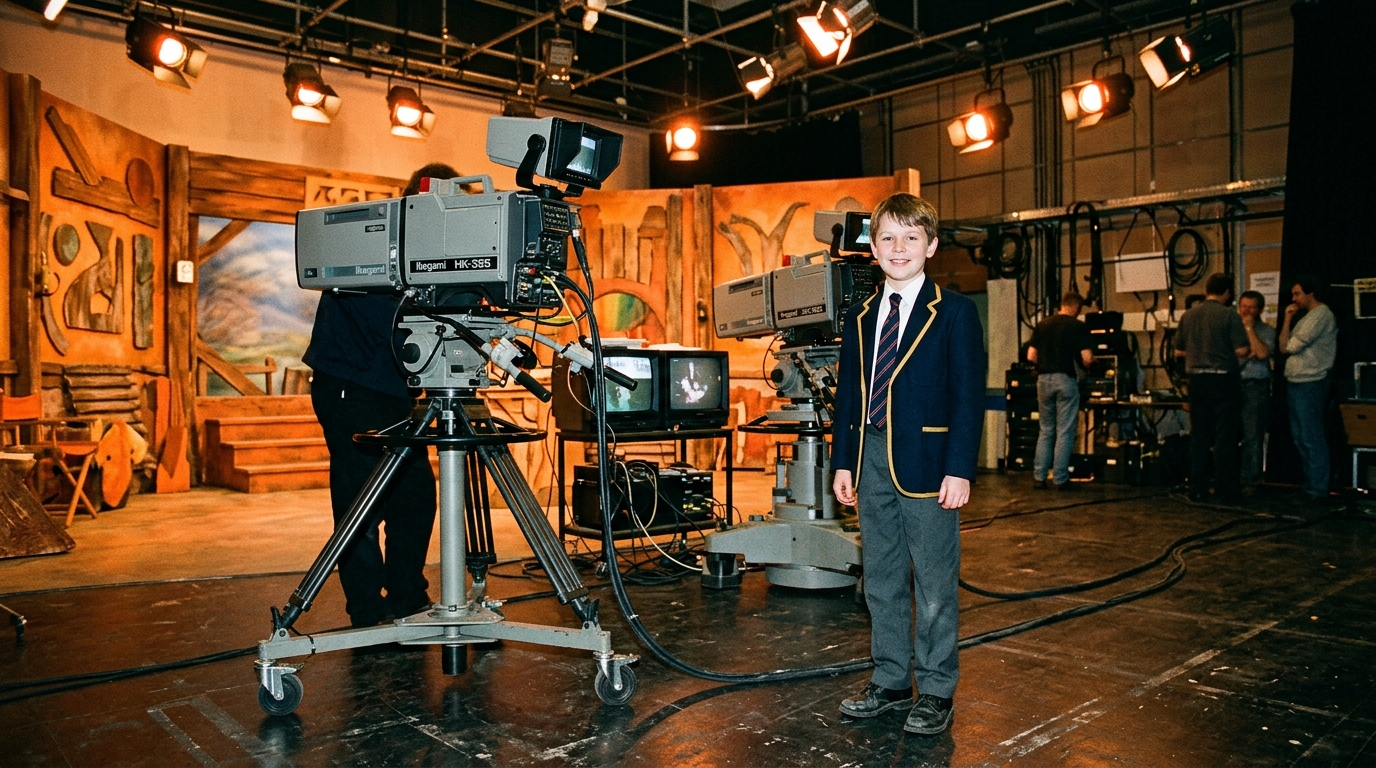 Enfant acteur sur un plateau de série britannique des années 90