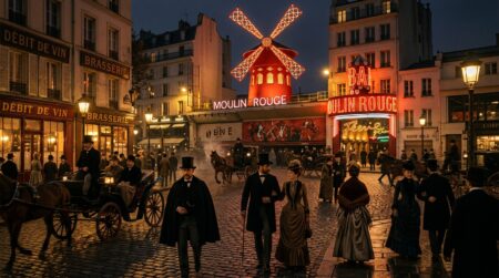 Le Moulin-Rouge illuminé à Montmartre en 1889