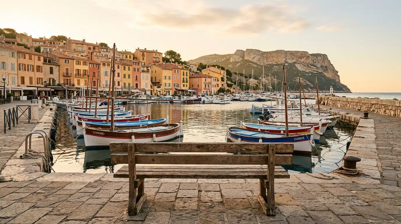 Un banc face à la mer à Cassis, comme celui dédié à Olivier Marchal lors de l'inauguration