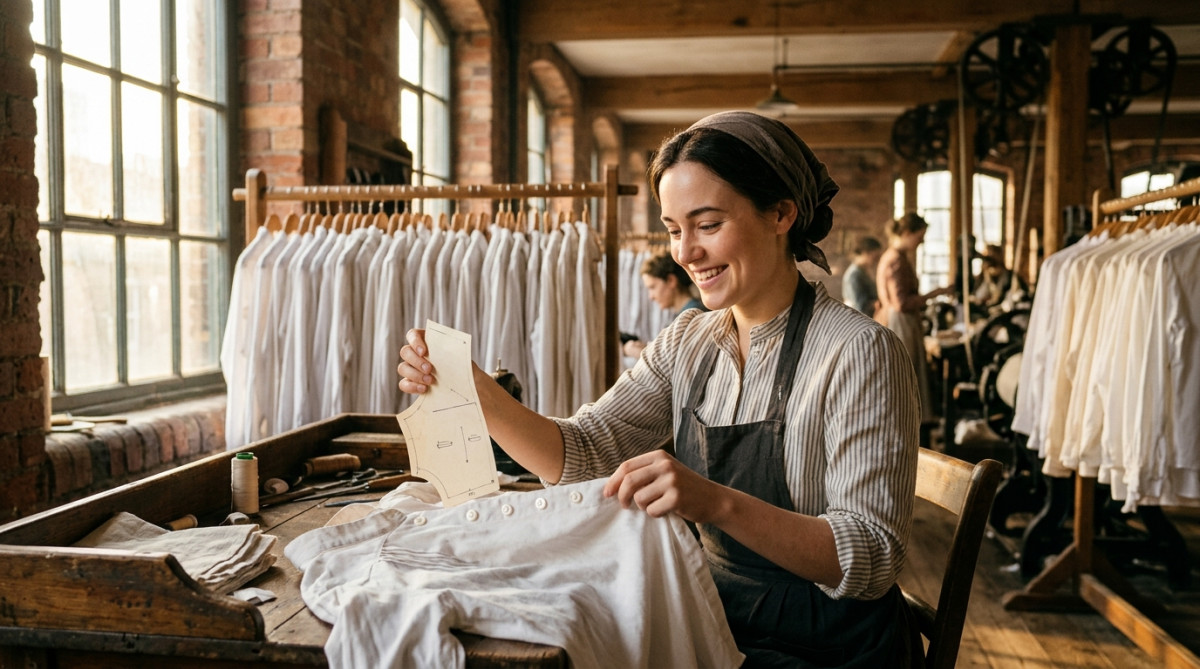 Ouvrière dans une usine textile du XIXe siècle