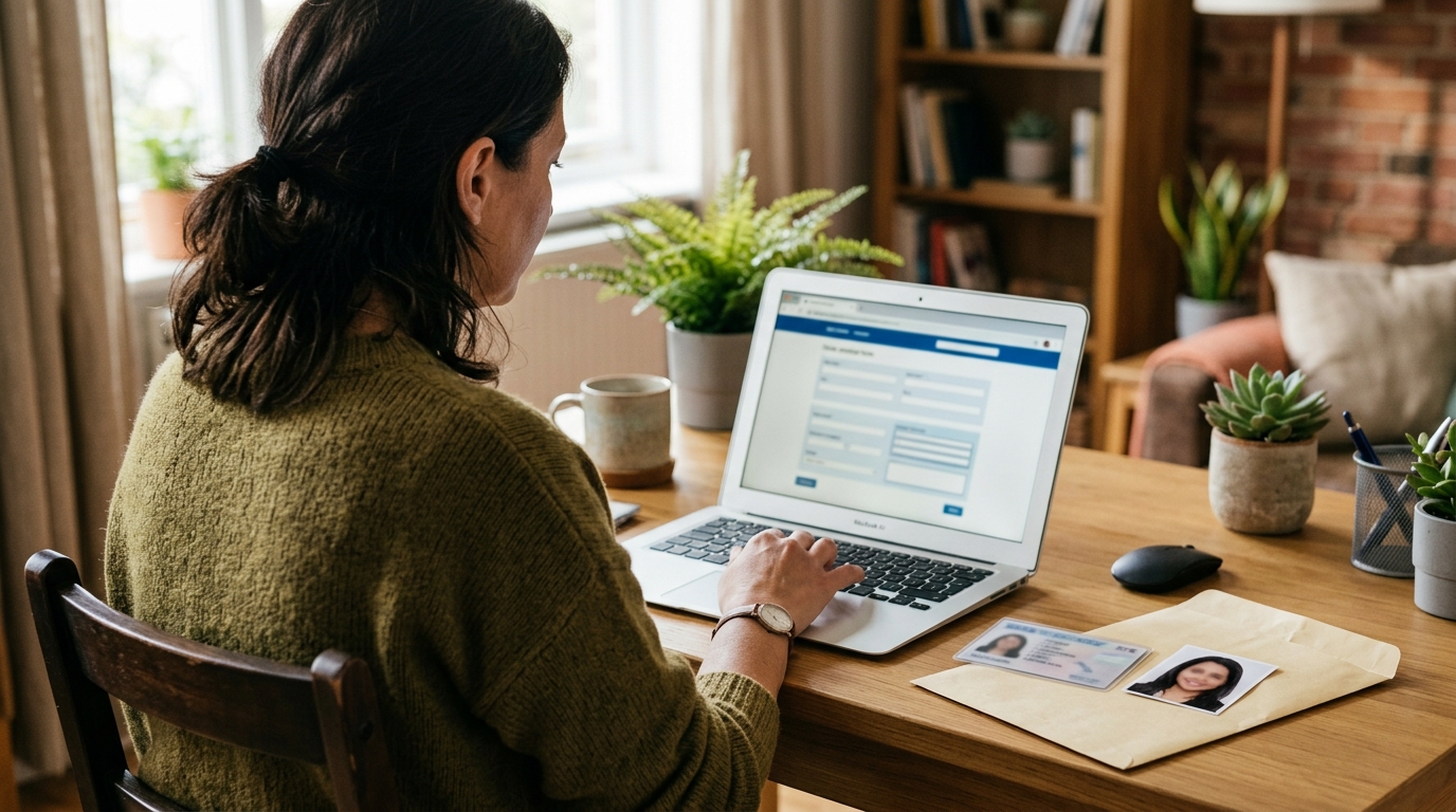 Personne préparant des documents devant un ordinateur portable