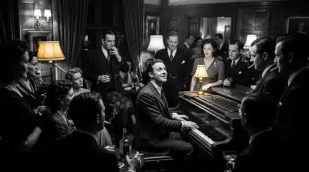 Pianiste dans un hôtel de campagne imaginant un jeu