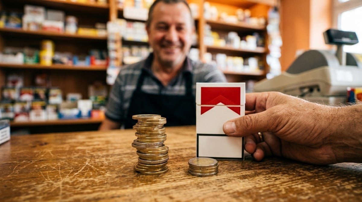 Pièces d'euros réparties en une grosse pile et une minuscule