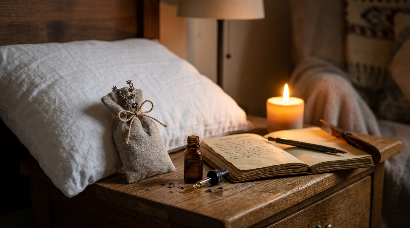 Coussin parfumé à la lavande et carnet de rêves