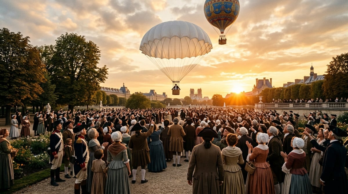 Premier saut en parachute au-dessus de Paris en 1797