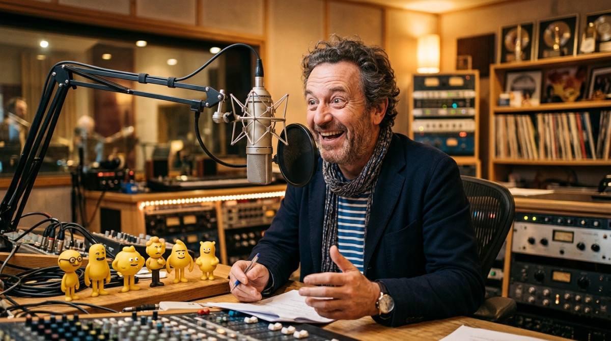 Réalisateur français imitant la voix des Minions en studio